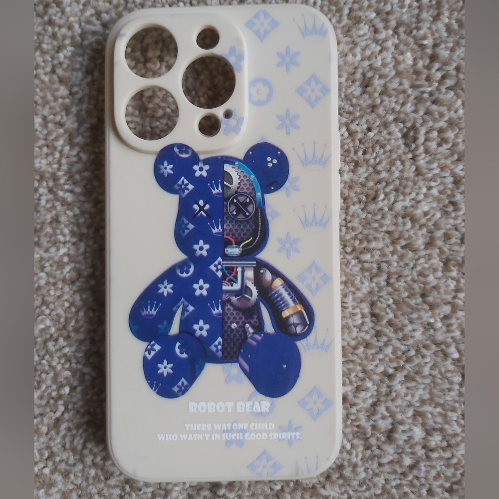 Robot Bear Iphone 14 Pro Flexible Silicone Case